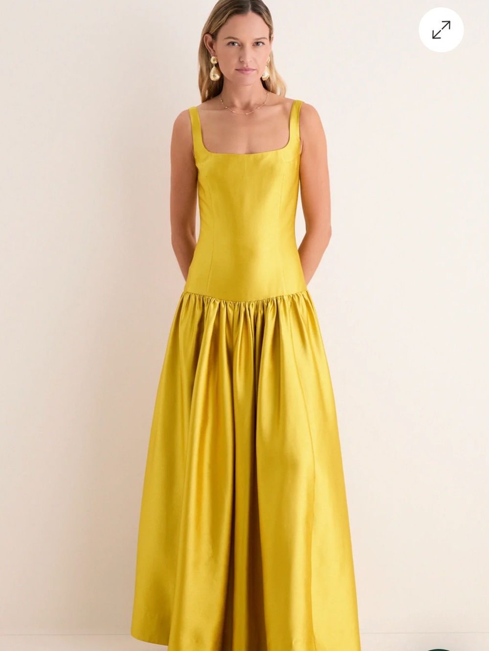 Yellow Square-Neck Maxi Dress